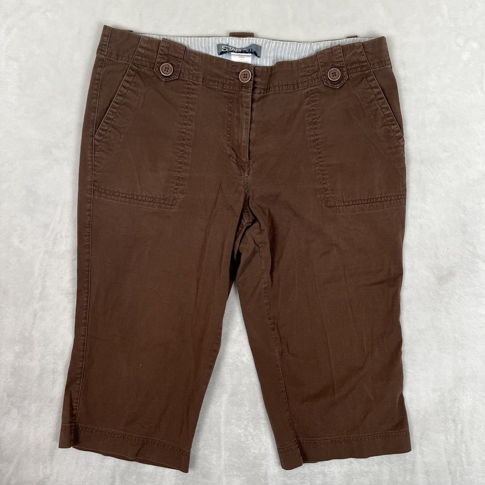 Vintage Star City Twill Capri Crop Pants Womens 11 Brown Straight Leg Stretch